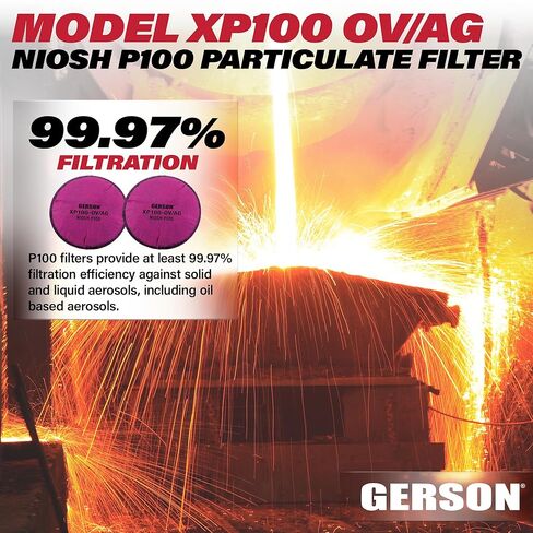 Gerson NIOSH XP100 Pancake Filters with Organic Vapor Acid Gas Nuisance Odor Relief Pair in Saudi Arabia