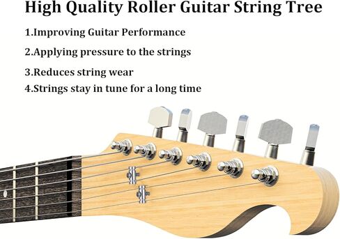 2Pcs Guitar Trees for Electric Guitars String Butler Guitar Roller String Retainers Strings Tree Replacement Part Electric Guitars Parts Black, Silver in Saudi Arabia