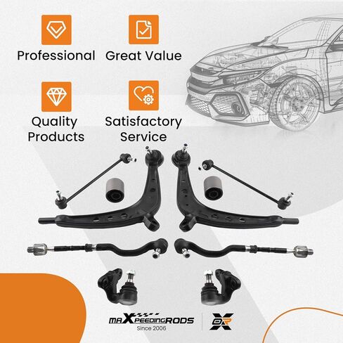 maXpeedingrods 10 PC Suspension Kit for BMW E46 Series - 325xi 330xi 2001-2005, Front Lower Control Arm, Ball Joints, Bushing Set, Sway Bar Links, Inner Outer Tie Rods in Saudi Arabia