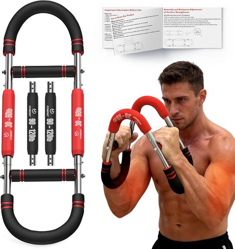 FitBeast Twister Arm Trainer, Chest Workout Equipment with 4 Spring - Adjustable Chest Exerciser for Men & Women, Detachable Forearm Strengthener, Home Fitness Equipment for Upper Body Muscle in Kuwait
