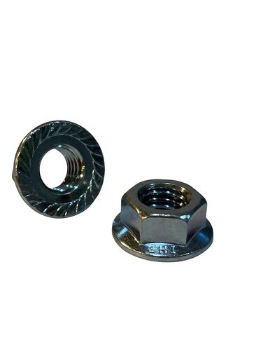 (100 Pcs) 3/8"-16 Grade 5 Serrated Hex Flange Lock Nuts Zinc Clear Trivalent in Saudi Arabia