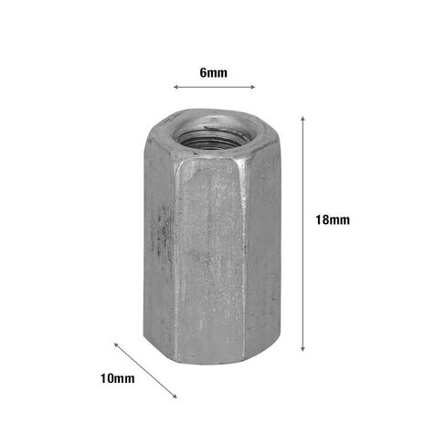M6 تركيب مستقيم الجوز اقتران عرافة الزنك مطلي 10 قطع (M6 X18mm) in Saudi Arabia