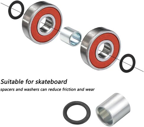 LOOEEL 56 PCS Skateboard Truck Hardware Kit Including 8 Pcs Skateboard Truck Nuts，8 Spacers and 40 Pcs Skateboard Truck Axle Washers, Suitable for Most Scooters and Long Boards. in Kuwait