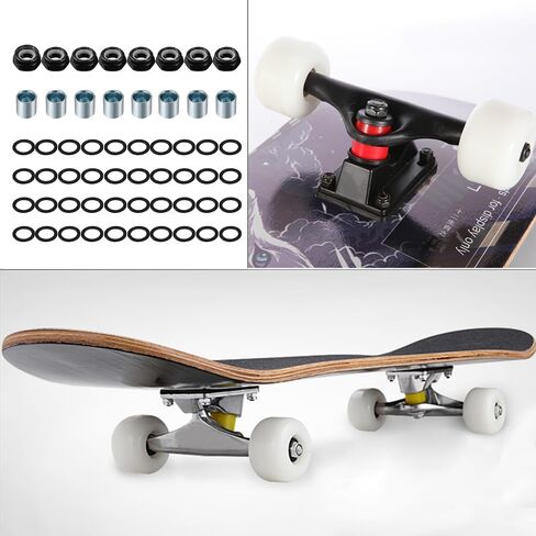 LOOEEL 56 PCS Skateboard Truck Hardware Kit Including 8 Pcs Skateboard Truck Nuts，8 Spacers and 40 Pcs Skateboard Truck Axle Washers, Suitable for Most Scooters and Long Boards. in Kuwait