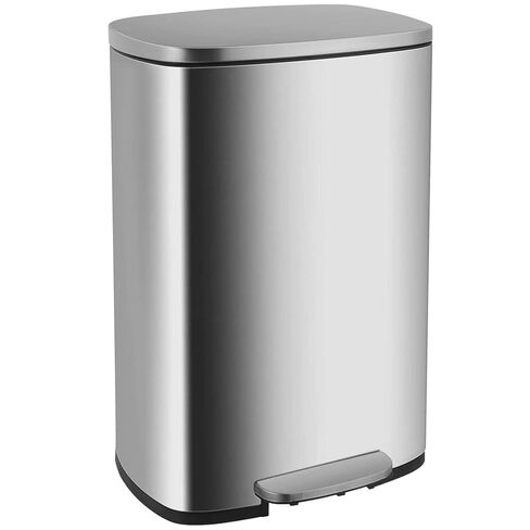 PayLessHere 13 Gallon(50L) Trash Can, Fingerprint Proof Stainless Steel Kitchen Garbage Can with Removable Inner Bucket and Hinged Lids, Pedal Rubbish Bin for Home Office,Red in Saudi Arabia