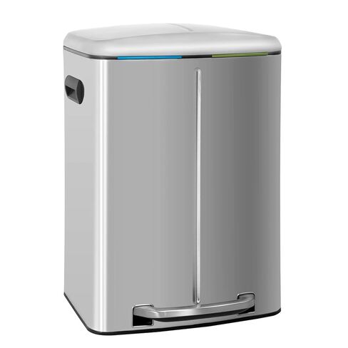 PayLessHere 13 Gallon(50L) Trash Can, Fingerprint Proof Stainless Steel Kitchen Garbage Can with Removable Inner Bucket and Hinged Lids, Pedal Rubbish Bin for Home Office,Red in Saudi Arabia
