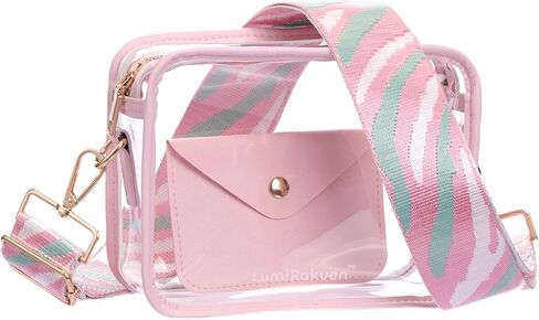Clear Bag 12x6x12 معتمدة ، 3 في 1 محفظة غربية واضحة مع محفظة وحزام قابل للتعديل ، أكياس الاستاد للنساء ، المحفظة الغربية ، المهرجانات الرياضية الحفلات حفلات الحفلة الحفلات. in Kuwait