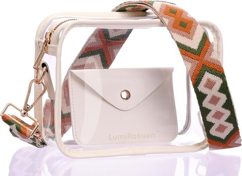 Clear Bag 12x6x12 معتمدة ، 3 في 1 محفظة غربية واضحة مع محفظة وحزام قابل للتعديل ، أكياس الاستاد للنساء ، المحفظة الغربية ، المهرجانات الرياضية الحفلات حفلات الحفلة الحفلات. in Kuwait