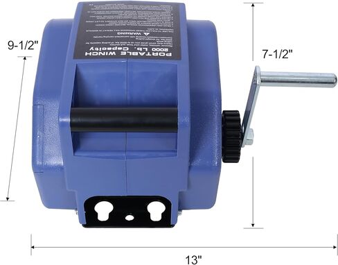 12v 2000lbs Trailer Winch,Reversible Electric Winch for Boats up to 5000 lbs,Galvanized Wire Rope,with Extra Pulley Hook,Rapid Mount,Wirelss Remote Control,Blue in Kuwait