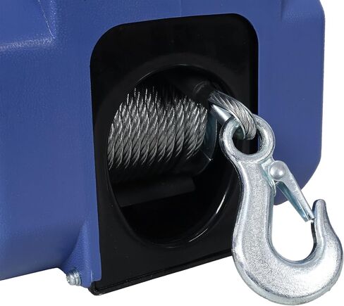 12v 2000lbs Trailer Winch,Reversible Electric Winch for Boats up to 5000 lbs,Galvanized Wire Rope,with Extra Pulley Hook,Rapid Mount,Wirelss Remote Control,Blue in Kuwait