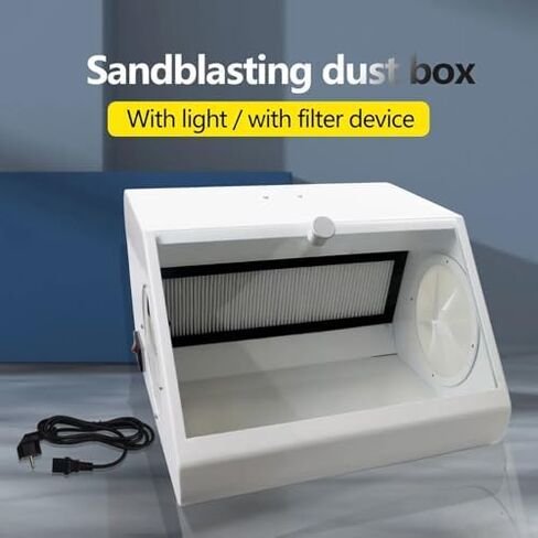 Tabletop Pneumatic Sandblasting Booth with Illuminated Dustproof Trimming Box, Built-in Dual Fans, Dust-Free Sandblasting Booth. in Saudi Arabia