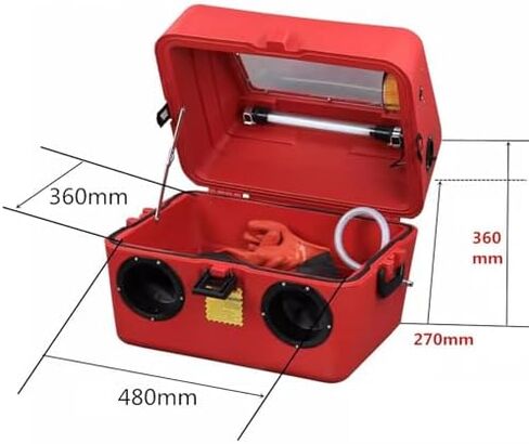 This Tabletop Pneumatic Sandblasting Booth Features a Built-in Light Strip and Filter for Rust Removal, Stain Removal, and Paint Removal. in Saudi Arabia