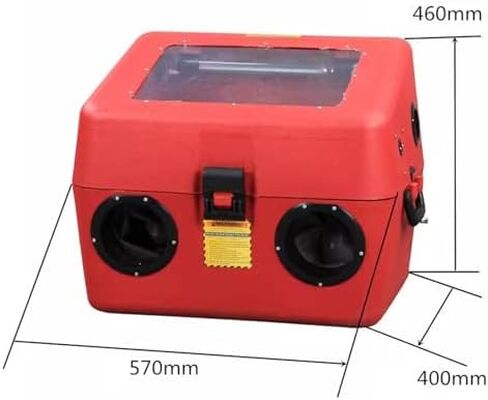 This Tabletop Pneumatic Sandblasting Booth Features a Built-in Light Strip and Filter for Rust Removal, Stain Removal, and Paint Removal. in Saudi Arabia