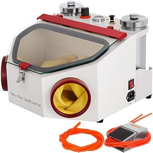 Sandblasting Machine, Dual-Pen Sandblasting Machine with Foot Pedal Control and LED Lights, Suitable for Jewelry in Saudi Arabia