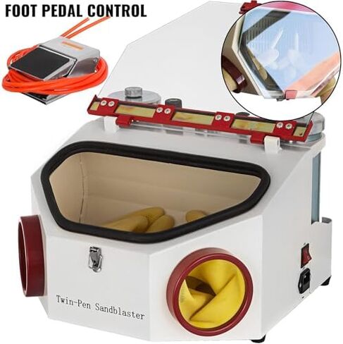 Sandblasting Machine, Dual-Pen Sandblasting Machine with Foot Pedal Control and LED Lights, Suitable for Jewelry in Saudi Arabia
