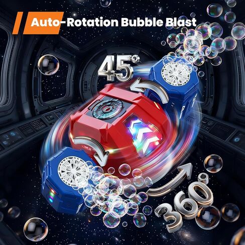 GoGonova Bubble Machine, 30000+ Bubbles/Min Rechargeable Kids Bubble Machine with Remote Control, Big Bubble Blower Maker, 360° Auto Rotation & 2 Speeds, 7-Color RGB Lights, Mecha Leader in Kuwait