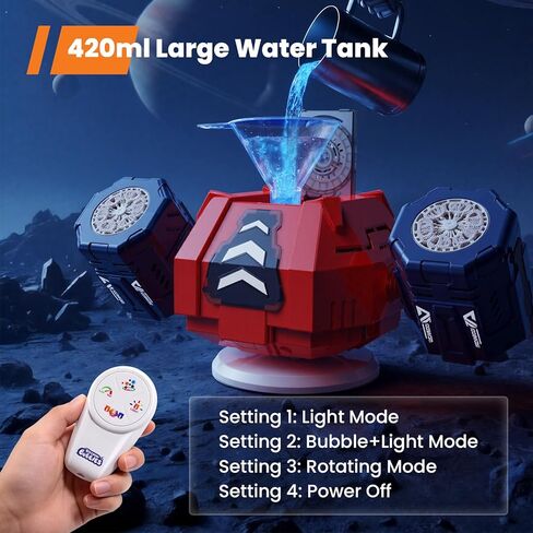 GoGonova Bubble Machine, 30000+ Bubbles/Min Rechargeable Kids Bubble Machine with Remote Control, Big Bubble Blower Maker, 360° Auto Rotation & 2 Speeds, 7-Color RGB Lights, Mecha Leader in Kuwait