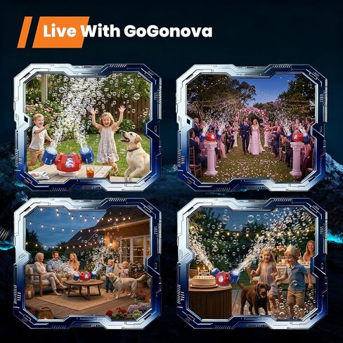 GoGonova Bubble Machine, 30000+ Bubbles/Min Rechargeable Kids Bubble Machine with Remote Control, Big Bubble Blower Maker, 360° Auto Rotation & 2 Speeds, 7-Color RGB Lights, Mecha Leader in Kuwait