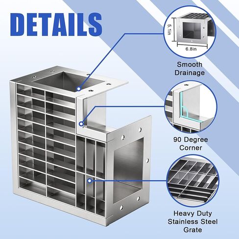 430 Stainless Steel Channel Drain 90 Degree Outdoor Durable Trench Drain for Driveway, Garage, Park, Patio in Kuwait