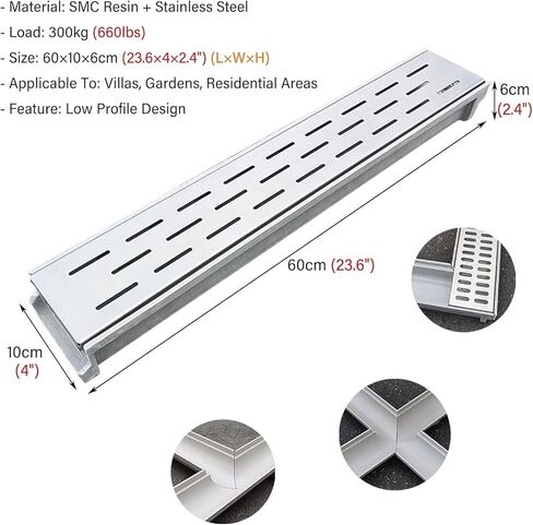 Drainage Systems, Slotted Gutters for Patio Driveways, with Metal Grating Width, for Concrete Floors in Gardens in Saudi Arabia