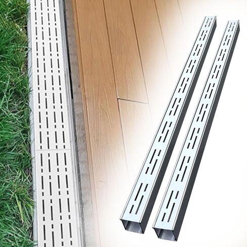 2 Pack Narrow Channel Drain Grate, Stainless Steel Rectangular Trench Drain Kit with Grate, Outdoor Patio Slim Sewer Gully Diverter for Yard Underground Patio Deck(15x5cm in Saudi Arabia