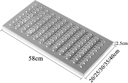 304 Stainless Steel Channel Drain Grate Plate, Sewer Metal Grate Cover for Outdoor Use, Non-Slip Gutter Drain Strainer for Supermarket Areas(58 * 40 * 2.5cm/22.8 * 15.7 * in Saudi Arabia
