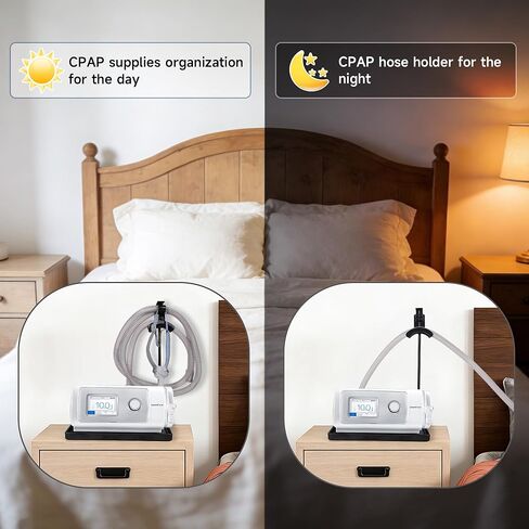 حامل خرطوم CPAP قابل للتعديل مع حصيرة واقية، إدارة أنبوب CPAP مصمم بالولايات المتحدة الأمريكية ومنظم لأغطية الرأس، حامل CPAP بجانب السرير غير قابل للتلف للخرطوم والقناع، مناسب عالمي لآلات CPAP in Kuwait