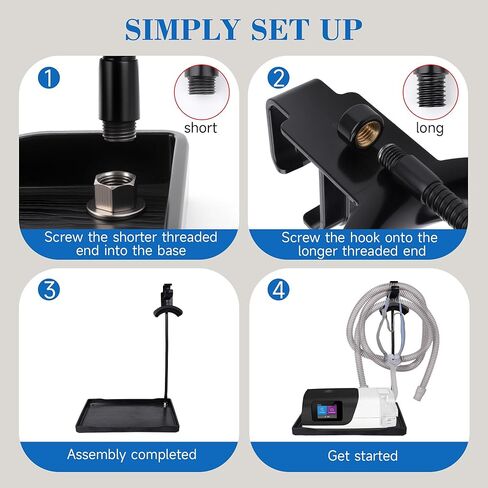 حامل خرطوم CPAP قابل للتعديل مع حصيرة واقية، إدارة أنبوب CPAP مصمم بالولايات المتحدة الأمريكية ومنظم لأغطية الرأس، حامل CPAP بجانب السرير غير قابل للتلف للخرطوم والقناع، مناسب عالمي لآلات CPAP in Kuwait