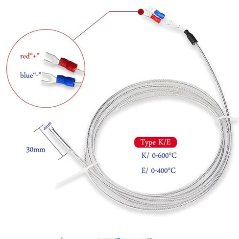 4x30 Probe Type K/E Thermocouple Thermal Resistance Sensor Shielding Wire 0-800℃304 Stainless 1Pcs(K 0.5M) in Saudi Arabia