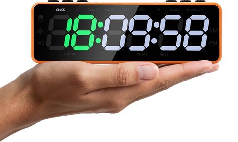 Portable LED Gym Timer Clcok,Rechargeable Battery Workout Clock with Brightness Adjustable,Workout Interval Timer with 12/24H,Stopwatch,HIIT,FGB for Home,Gym,Garage in Kuwait