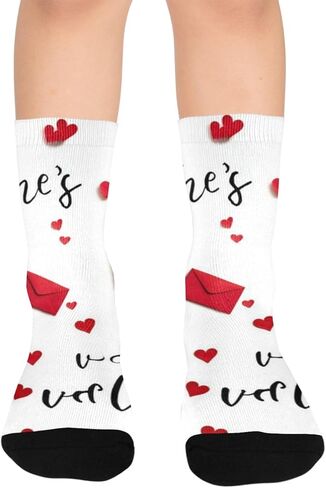 Valentine Heart Pattern Red Hiking Socks - Toddler Boys & Girls Warm Thick Thermal Winter Crew Socks for School, Daily Wear & Outdoor Activities in Saudi Arabia