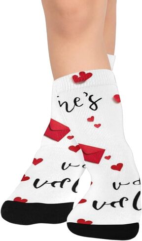 Valentine Heart Pattern Red Hiking Socks - Toddler Boys & Girls Warm Thick Thermal Winter Crew Socks for School, Daily Wear & Outdoor Activities in Saudi Arabia