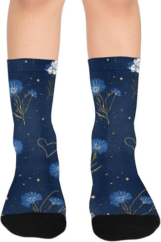 Indigo Love Motif Hiking Socks - Toddler Boys & Girls Warm Thick Thermal Winter Crew Socks for School, Daily Wear & Outdoor Activities in Saudi Arabia