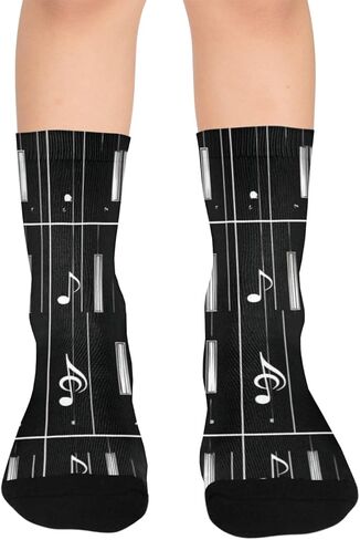 جوارب Piano Art Key Melody السوداء للمشي لمسافات طويلة - جوارب شتوية حرارية سميكة دافئة للأولاد والبنات للمدرسة، والارتداء اليومي والأنشطة الخارجية in Kuwait
