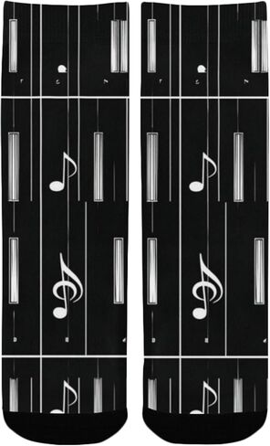 جوارب Piano Art Key Melody السوداء للمشي لمسافات طويلة - جوارب شتوية حرارية سميكة دافئة للأولاد والبنات للمدرسة، والارتداء اليومي والأنشطة الخارجية in Kuwait