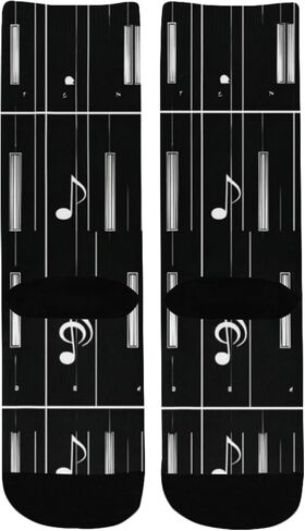 جوارب Piano Art Key Melody السوداء للمشي لمسافات طويلة - جوارب شتوية حرارية سميكة دافئة للأولاد والبنات للمدرسة، والارتداء اليومي والأنشطة الخارجية in Kuwait