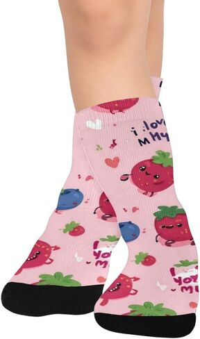 Cute Berry Friends Pink Hiking Socks - Toddler Boys & Girls Warm Thick Thermal Winter Crew Socks for School, Daily Wear & Outdoor Activities in Saudi Arabia