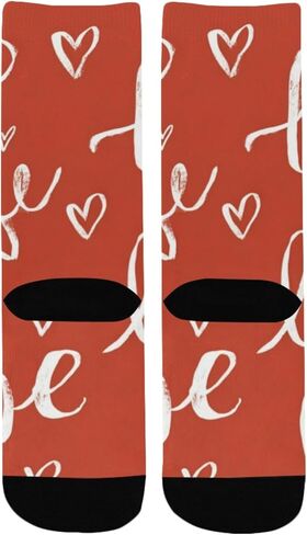 جوارب المشي لمسافات طويلة باللون الأحمر بنمط الحب النصي - جوارب شتوية حرارية سميكة دافئة للأولاد والبنات للمدرسة، والارتداء اليومي والأنشطة الخارجية in Kuwait