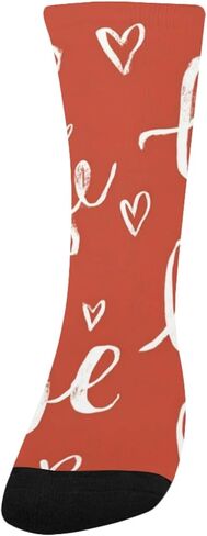 جوارب المشي لمسافات طويلة باللون الأحمر بنمط الحب النصي - جوارب شتوية حرارية سميكة دافئة للأولاد والبنات للمدرسة، والارتداء اليومي والأنشطة الخارجية in Kuwait