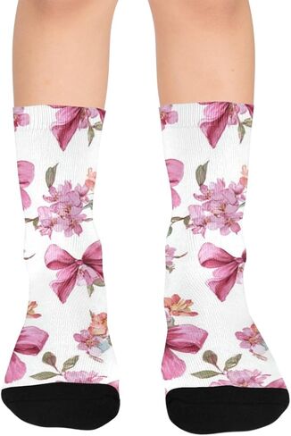 Sping Pink Bow Art Hiking Socks - Toddler Boys & Girls Warm Thick Thermal Winter Crew Socks for School, Daily Wear & Outdoor Activities in Saudi Arabia