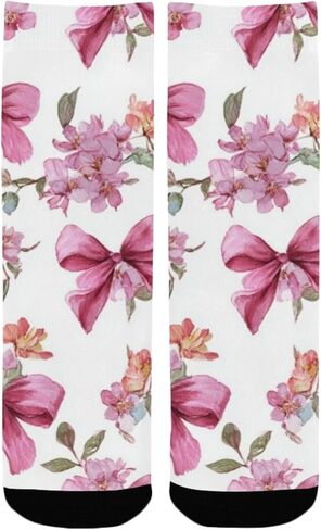 Sping Pink Bow Art Hiking Socks - Toddler Boys & Girls Warm Thick Thermal Winter Crew Socks for School, Daily Wear & Outdoor Activities in Saudi Arabia
