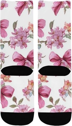 Sping Pink Bow Art Hiking Socks - Toddler Boys & Girls Warm Thick Thermal Winter Crew Socks for School, Daily Wear & Outdoor Activities in Saudi Arabia