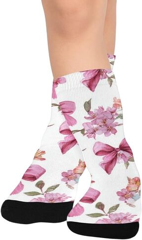 Sping Pink Bow Art Hiking Socks - Toddler Boys & Girls Warm Thick Thermal Winter Crew Socks for School, Daily Wear & Outdoor Activities in Saudi Arabia