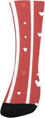 Red Heart Stripe Pattern Hiking Socks - Toddler Boys & Girls Warm Thick Thermal Winter Crew Socks for School, Daily Wear & Outdoor Activities in Saudi Arabia