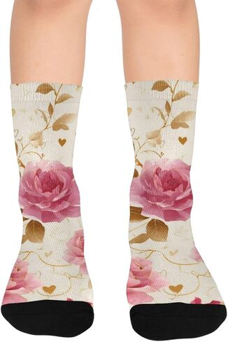 جوارب المشي لمسافات طويلة باللون الوردي والوردي - جوارب للمشي لمسافات طويلة للأولاد والبنات الصغار دافئة وسميكة للشتاء الحراري للمدرسة، والارتداء اليومي والأنشطة الخارجية in Kuwait