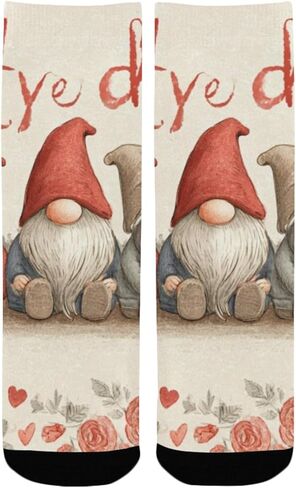 Red Rose Gnome Notes Beige Hiking Socks - Toddler Boys & Girls Warm Thick Thermal Winter Crew Socks for School, Daily Wear & Outdoor Activities in Kuwait