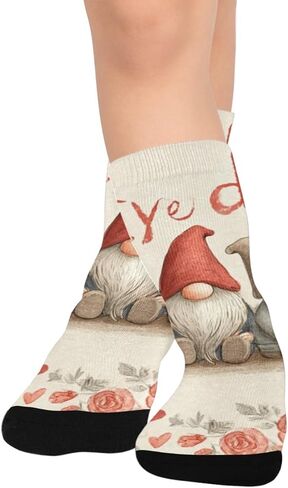 Red Rose Gnome Notes Beige Hiking Socks - Toddler Boys & Girls Warm Thick Thermal Winter Crew Socks for School, Daily Wear & Outdoor Activities in Kuwait