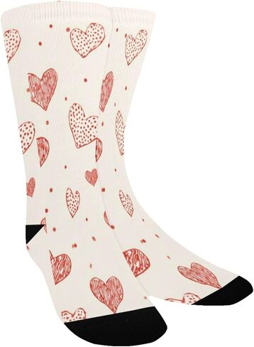White Dot Red Heart Hiking Socks - Toddler Boys & Girls Warm Thick Thermal Winter Crew Socks for School, Daily Wear & Outdoor Activities in Saudi Arabia
