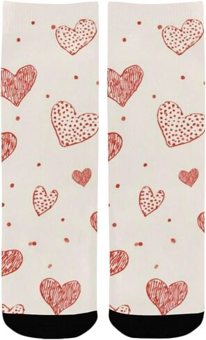 White Dot Red Heart Hiking Socks - Toddler Boys & Girls Warm Thick Thermal Winter Crew Socks for School, Daily Wear & Outdoor Activities in Saudi Arabia