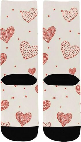 White Dot Red Heart Hiking Socks - Toddler Boys & Girls Warm Thick Thermal Winter Crew Socks for School, Daily Wear & Outdoor Activities in Saudi Arabia